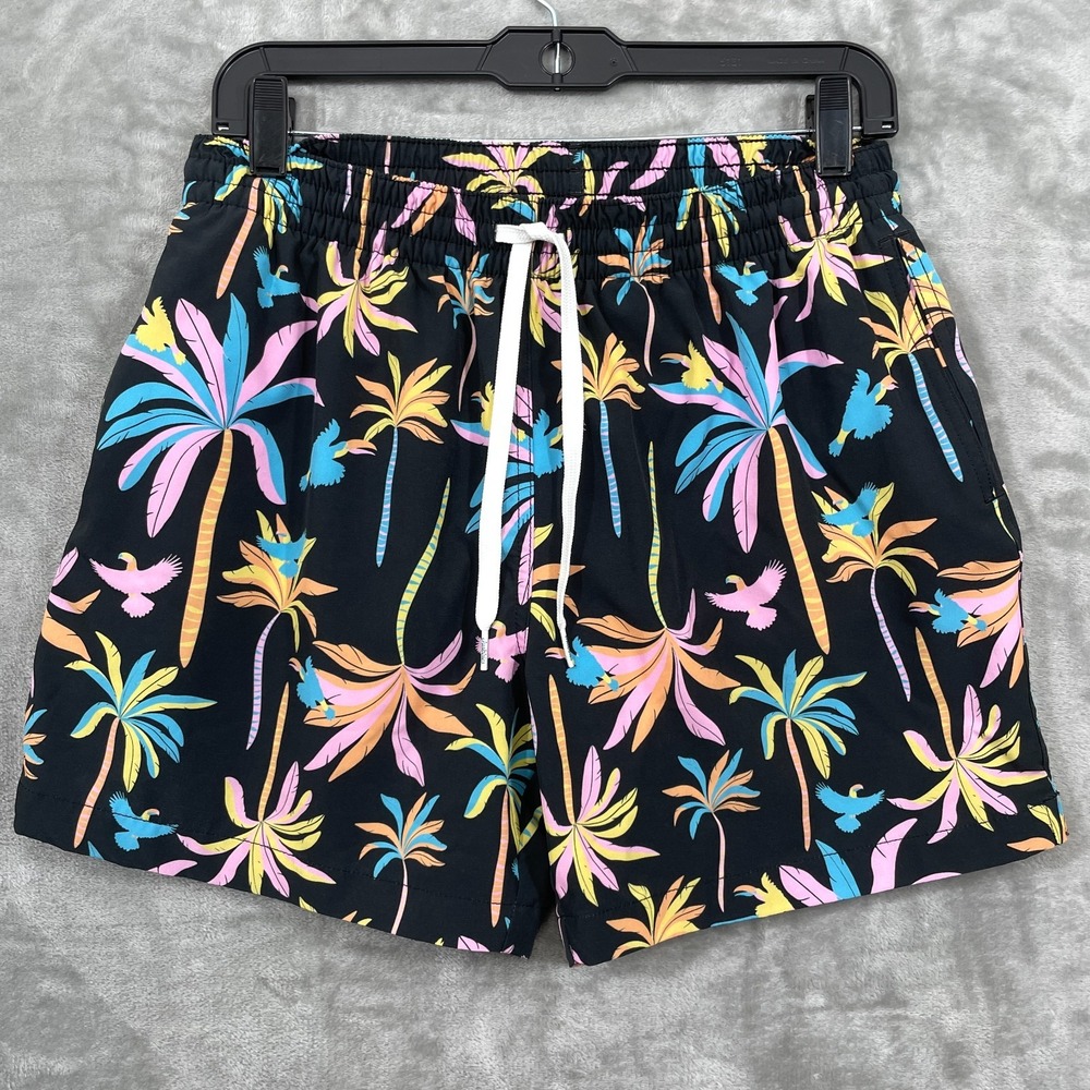 Chubbies Swim Trunks Men Medium M 5.5"  Mesh Lined Zip Pockets Tropical Black